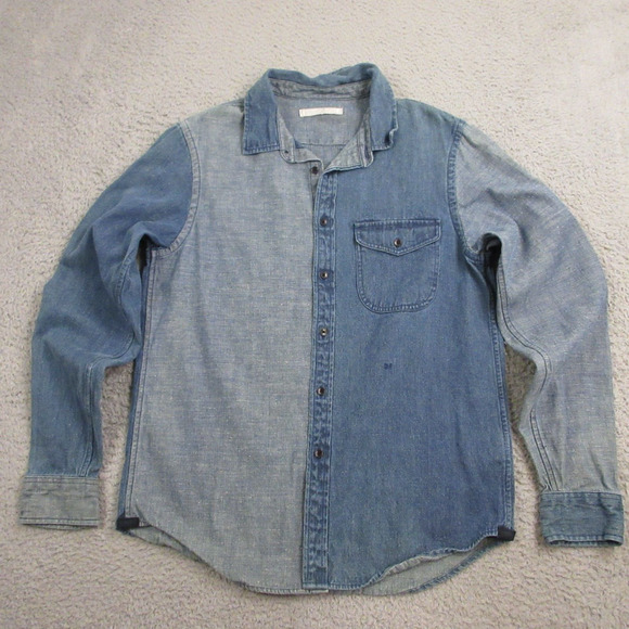 Outerknown Other - Outerknown Mens Denim Patchwork Shirt size M Organic Cotton Hemp Jean Chambray
